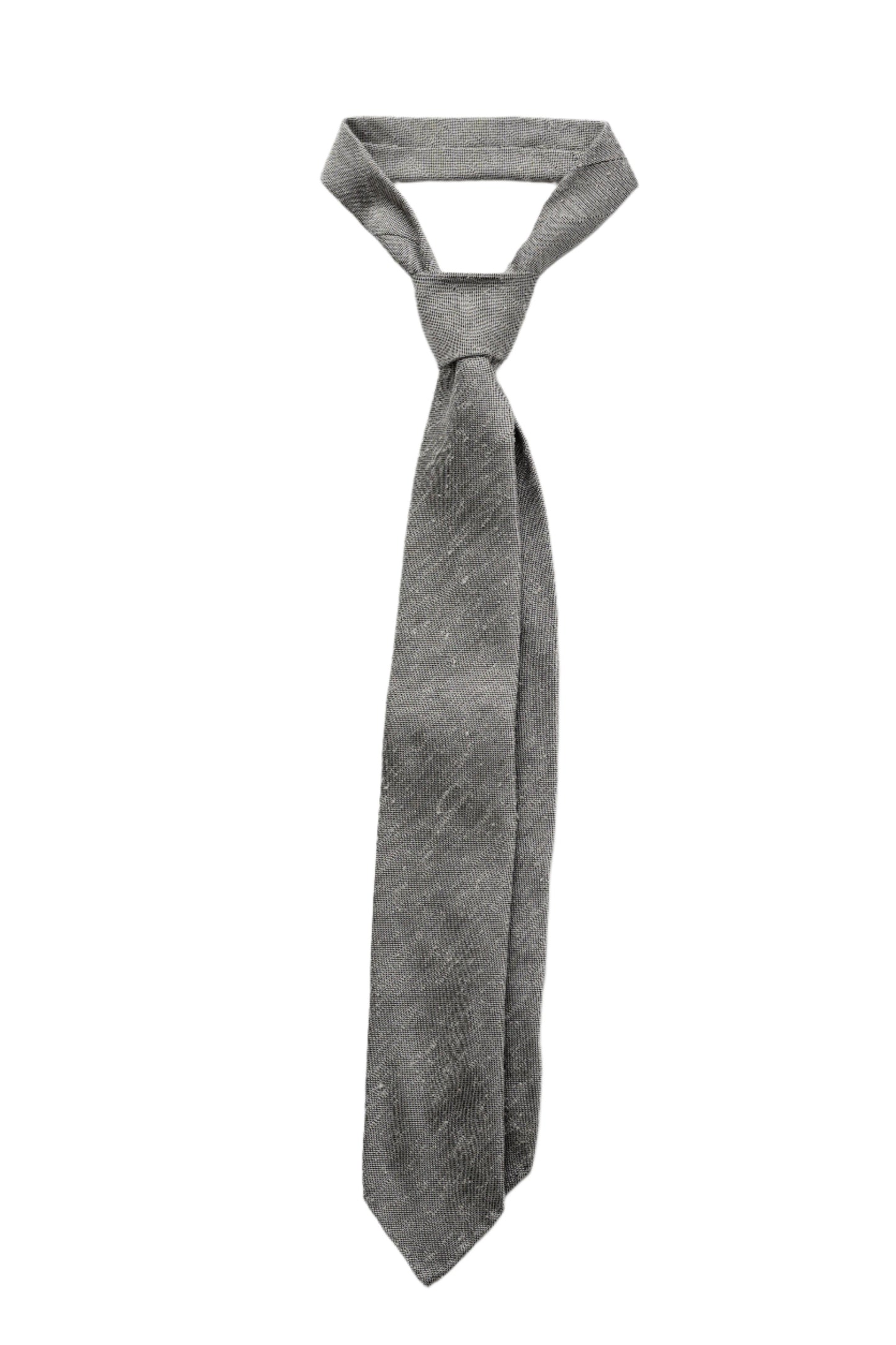 Light Grey Three Fold Shantung Silk Handrolled Untipped Tie