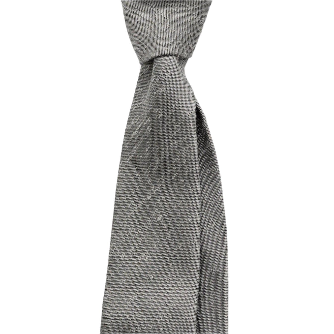 Light Grey Three Fold Shantung Silk Handrolled Untipped Tie